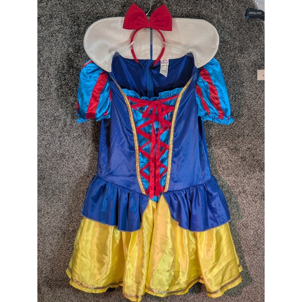 Disney Snow White Costume Plus Size 18-20 Dress with Bow Headband 2pc Set